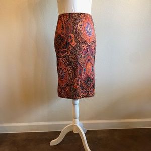 Vintage 90s Sunkist Paisley Pencil Skirt
